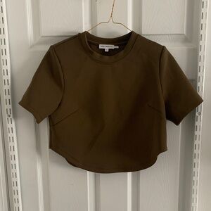 Good American Short Sleeve Cropped Scuba Tee